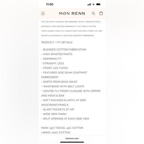 NWT MON RENN Anthropologie Lisle Pant Size M/10 - Picture 15 of 16